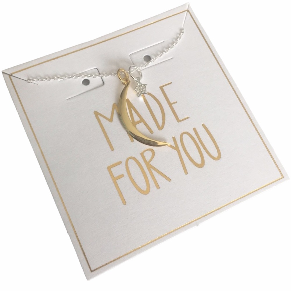 new โพ Wish + Dream โพ925 SS Crescent CZ Necklace โพ - Picture 2 of 5